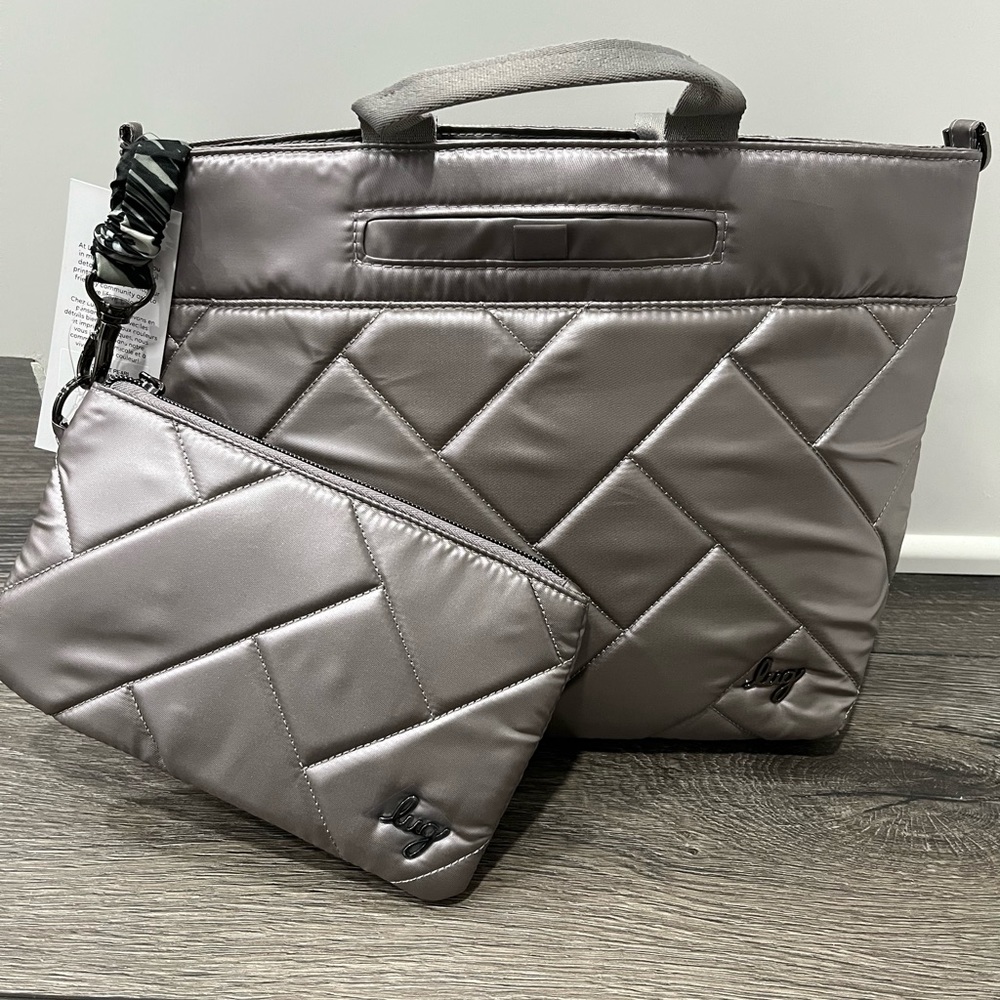 Lug Tenor 2pc Crossbody Bag - Metallic Pearl